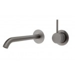 Kaya Up Wall Basin/Bath Mixer Set, Gun Metal, Round Plates, 200mm Outlet Kaya Up Wall Basin/Bath Mixer Set, Gun Metal, Round Plates, 200mm Outlet